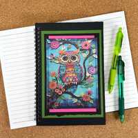 Colorful Owl Journal: Handmade Notebook with Pockets