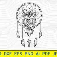 Dream Owl MYTHIC creature svg,bird svg,mythic svg,mythical svg,boho svg,dream catcher svg,owl illust