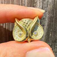 Vintage Diamond and 18K Gold Owl Pendant