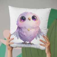 Faux Suede Pillow - Cute Owl, Kids Room Decor, Gift for New Baby, Cozy Home Accents, Cuddly Kids Pil