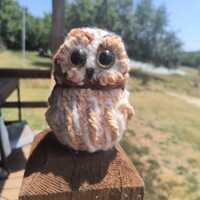 Owl - brown and white , stuffed, soft plush, weighted, anxiety