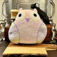 Hand Quilted Vintage Owl Pillow - As Is - 12” Tall
