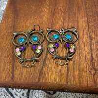 earrings vintage 70’s owl bejeweled clothing accessories owl collectors gift