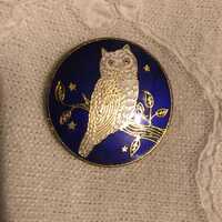 1980s white owl brooch