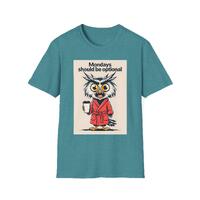 Disgruntled Owl T-Shirt, Coffee Mug Owl Shirt, Mondays Should Be Optional Shirt, Fun Graphic Tee, Ow