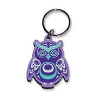 Coast Salish First Nation 'Owl' Acrylic Keychain Pacific North West Native Indigenous Art Gi