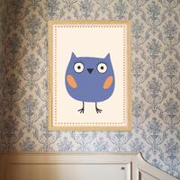 Blue Owl Nursery Print: Modern Kids Room Decor (Digital Download