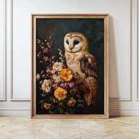 Dark Academia Wall Art, Moody Owl Wall Art, Gothic Prints, Antique Vintage Prints, Dark Cottagecore,