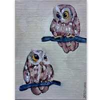 Cute Owl Duo Wall Art Minimalist Bird Art Wildlife Home Decor Perfect Gift for Owl Lovers Original A
