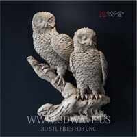 Owls 3D STL File - CNC Carving Template, Wood Wall Art, Home Decor, 3D Sculpture, Vectric Aspire, Wo