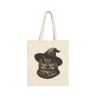 Halloween Witchy Owl Tote Bag, Eco-Friendly Canvas, Spooky Trick or Treat Bag, Fall Harvest Shopping