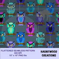 Haunted OWLS Seamless pattern Instant download PNG Halloween Autumn Fall decorations sublimation dig