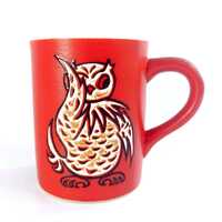 Vintage 1960s Enesco Imports Owl Mug Burnt Orange
