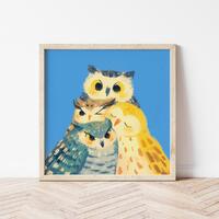 Lovely Owl Wall Art Nursery Print, Cute Owl Illustration & Bird Décor, Kids Room Poster, 
