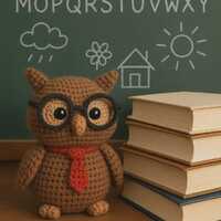 Crochet Owl Teacher Plushie with Glasses – Handmade Amigurumi Wise Owl – Back to School 
