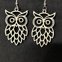 Handmade Wooden owl Earrings – Lightweight Laser-Cut owl earrings, Animal Jewelry, nature insp
