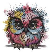 Colorful Owl Embroidery Design – Splatter Owl Embroidery – Bright Owl Embroidery File fo