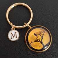 Owl Silhouette Keychain Cabochon Gift