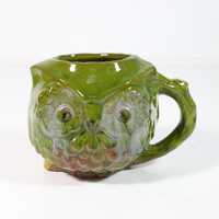 Pacific Stoneware Owl Mug 1969 – Vintage Green Ceramic Mug – Retro Mid Century Pottery C