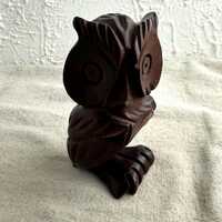 Carved Owl Figurine, souvenir from Jamaica, folk art, 4" tall x 2" wide, preowned