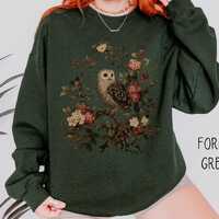 Dark Cottagecore Owl Sweatshirt, Gothic Owl Adult Unisex Sweater, Comfy Forestcore Jumper for Nature
