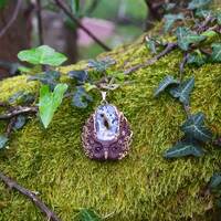 Whimsical Forest Owl Pendant – Handmade Boho Amulet Necklace, Mystical Woodland Animal Jewelry
