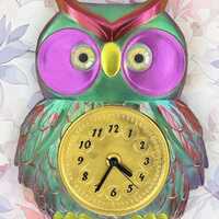 Owl Wall Clock- Color Shifting Wall/Home Decor- Handmade From Resin