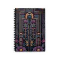 Dark Art Nouveau Owl spiral notebook, dark cottagecore journal, dark aesthetic art nouveau diary, da