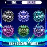 Owl Twitch Subscriber Badges PNG | Bird Theme Sub & Bit Icons for Streamers | Gaming Badge Pack 