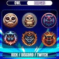 Kawaii Owl Twitch Subscriber Badges PNG | Cute Bird Sub & Bit Icons for Twitch  Discord | Stream