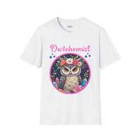 Owlchemist Owl T-Shirt with Flower Crown Owl V-Neck Whimsical Unisex Tee for Nature Lovers Unisex So
