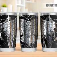 Owl Dreamcatcher 20oz Tumbler Laser Engraving Wrap, Dreamcatcher Tumbler Laser svg, 20oz Laser Engra