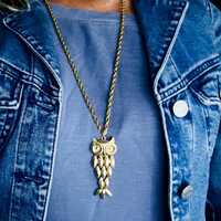 Vintage Avon, Articulated Owl Pendant Necklace, Gold Tone Costume Jewelry - Circa 1969-80s (Longer l