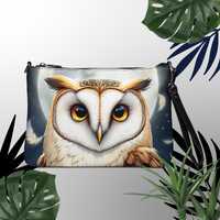 Barn Owl Purse Clutch Handbag Majestic Bird Lover Pocketbook Moon Design Crossbody Bag Versatile Str
