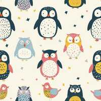 Bird fabric, Owl Fabric Cartoon Fabric Sheet fabric 100% Cotton Fabric By The Half Yard