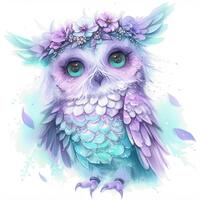 10 Adorable Owl Clipart Bundle, Cute Nightbird Art Illustration, Printable Watercolor Clipart, High