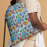 Owls Printed Drawstring Bag, Owls Lover Gift, Birds All Over Print Travel Bag, Small Shopping Grocer