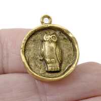 Gold Owl Pendants, 2-Pack Mystical Wisdom Symbol, Spiritual Medallion Luxury Gift, Nunn Design USA M