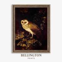 Antique Owl Painting: Dark Academia Gothic Cottagecore Wall Art (Digital Download)