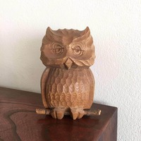 Japanese Hand-Carved Wooden Owl Craft Home Decor