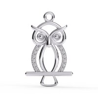 Sterling Silver Owl Pendant Necklace: CZ Bird of Wisdom Charm