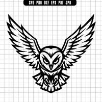 Owl Svg, Flying Owl Svg, Angry Owl Svg, Winged Owl Svg, Forest Bird Svg, Owl Cut File, Clipart, Silh