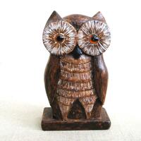 Vintage Folk Art Owl Carving Sculpture, Wildlife Art Signed Spielman
