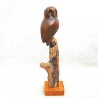 Vintage Folk Art Owl Carving Sculpture, Wildlife Art Signed Hinck