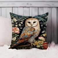 Owl William Morris Throw Pillow Soft Cushion Cover Animals Cottage Square Decorative Accent Pillowca