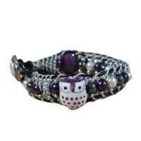 The Owls Double Wrap Beaded Leather Bracelet