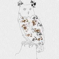 Horned Owl Art Print - Unframed A6 A5 A4, Owls, Nature