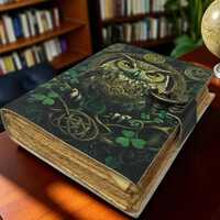 400 Page Owl Grimoire Journal – Blank Book of Shadows | Leather Spell Book of Wisdom | Handmad