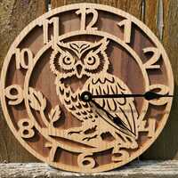Scroll Saw Owl Wall Clock: Oak & Walnut Wildlife Decor