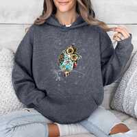 Boho Owl Hoodie: Whimsical Animal Graphic Pullover